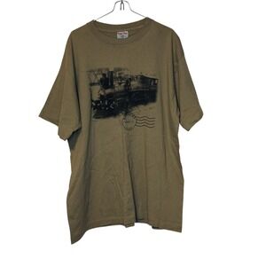 TEE JAYS Mens T-Shirt Vintage Soft Tee 95 KY Spring Train Tan XL USA Made